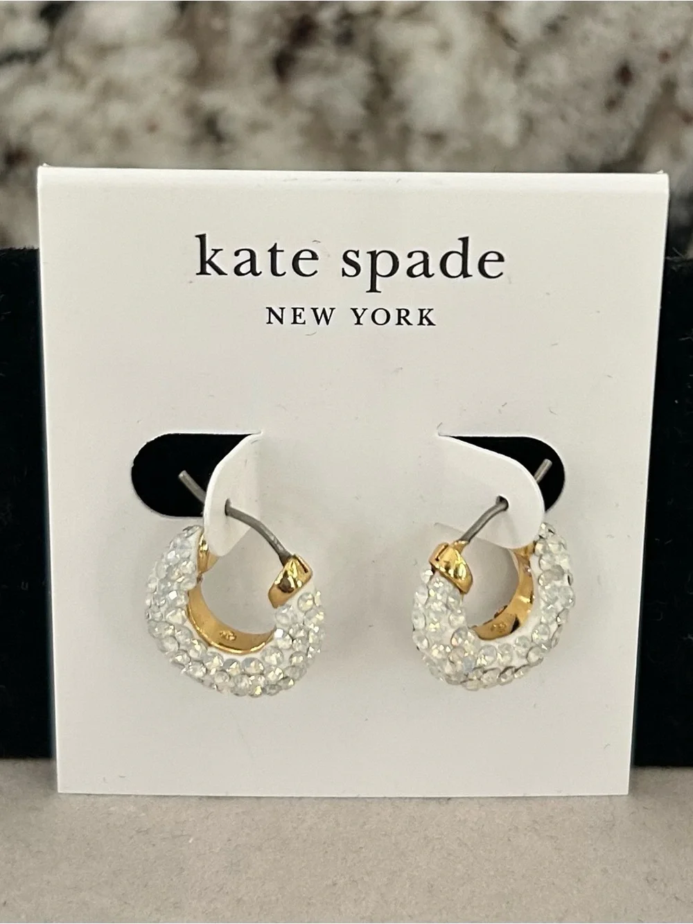 kate spade Gold Crystal-Embellished Mini Hoop Earrings